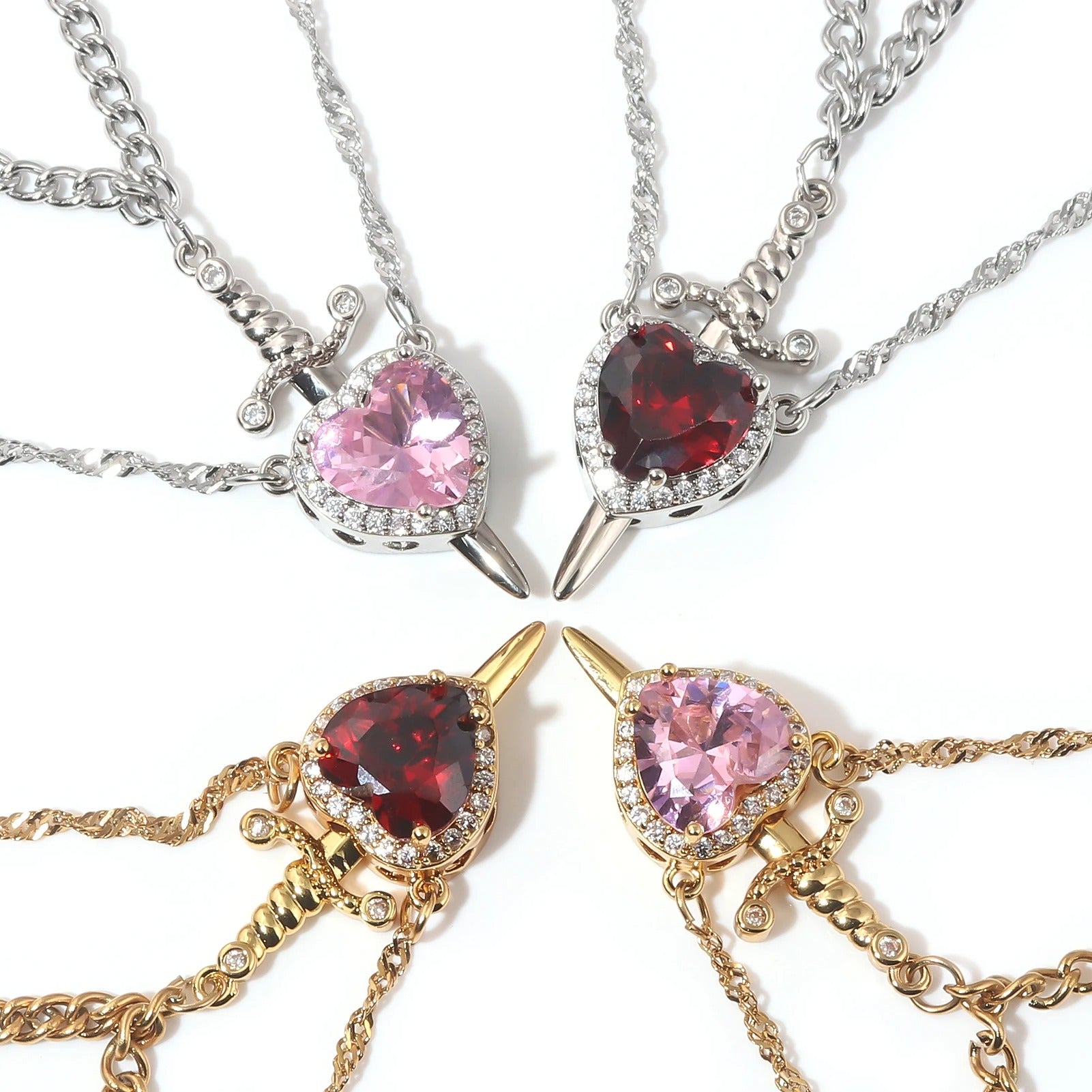 Heart and Sword Couple Necklace